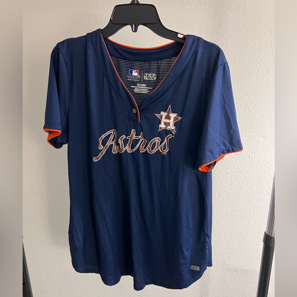 Women’s MLB Houston Astros V-neck shirt size XL x-large navy good condition